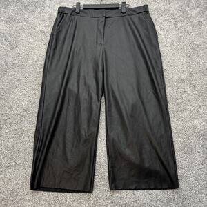 Ulla Popken Culottes 16/18 Faux Leather Wide Leg Cropped Goth Punk Streetwear